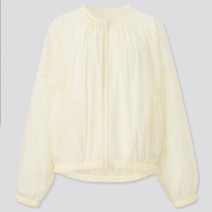 Pre-Loved Uniqlo Ivory Sheer Cocoon Blouson - Size XS